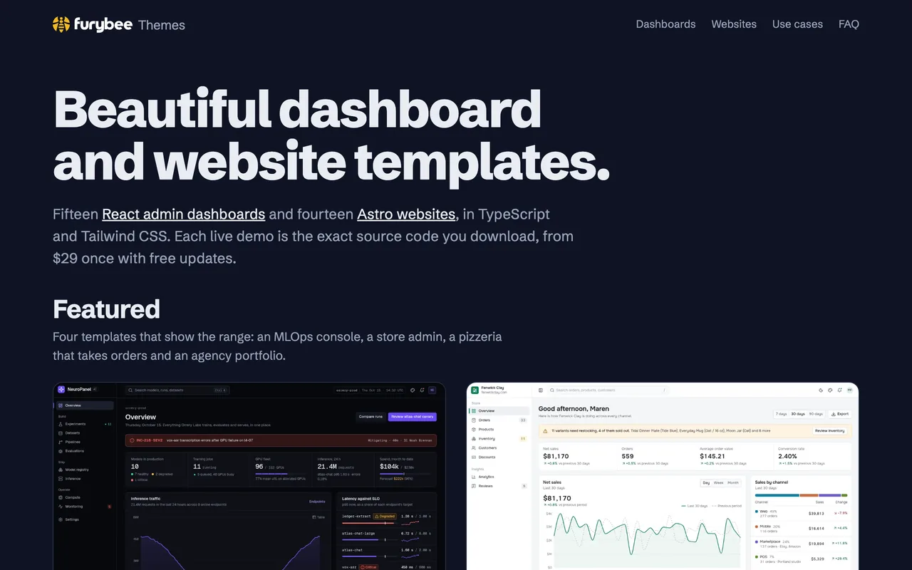FuryBee Themes: React and Astro themes